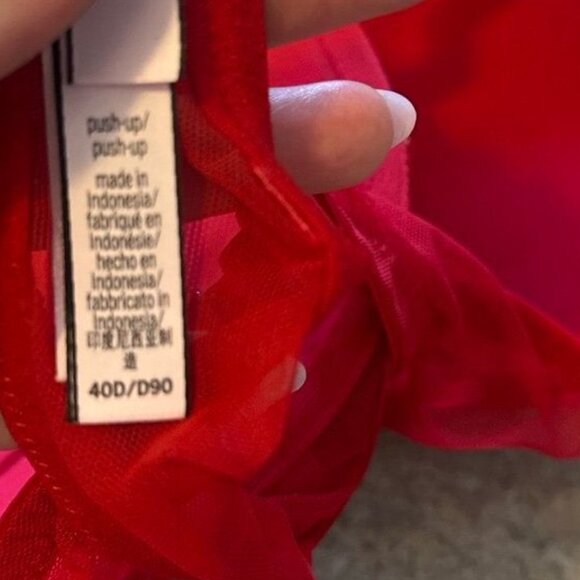 Victoria’s Secret Red Push-Up Bra 40D | Glitter Plaid Underwire Padded - Picture 4 of 5